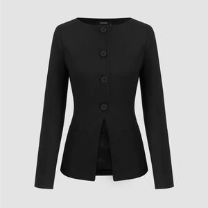 Cider Black Boatneck Blazer Top